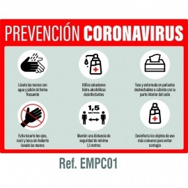 SEÑAL 700x500 MM PREVENCIÓN CORONA VIRUS